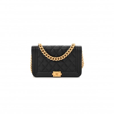 CHANEL CAVIAR QUILTED BOY CLUTCH WITH CHAIN BLACK AP2205 B06200 94305 (15*10*3.5cm)